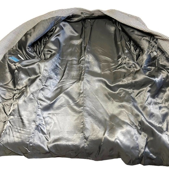 Campo Zanieri Designer Wool Sport Jacket Blazer Size 42R Black White Houndstooth - Picture 13 of 13